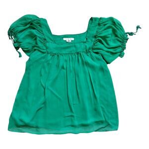 Women's Green Lightweight Blouse by I.C.E., Size 6, Puff Sleeves